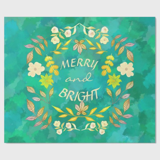 GOLDEN MERRY EN BRIGHT gepersonaliseerde papieren  Cadeaupapier (Vlak)