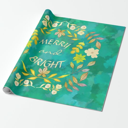 GOLDEN MERRY EN BRIGHT gepersonaliseerde papieren  Cadeaupapier (Uitgerold)