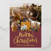 Golden Merry kerst Elegant Foto collage Folie Feestdagenkaart (Voorkant)