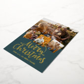 Golden Merry kerst Elegant fotocollage Folie Feestdagenkaart (Gedraaid)