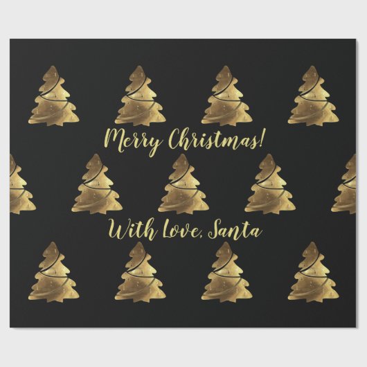 Golden Merry-kerstboom met kaarsen Elegant Cadeaupapier (Vlak)
