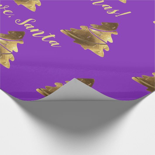 Golden Merry-kerstboom met kaarsen Elegant Cadeaupapier (Hoek)