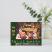 Golden Merry-kerstfamilie Foto Holiday Briefkaart (Staand voorkant)