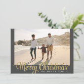 Golden Merry-kerstfoto Feestdagenkaart (Staand voorkant)