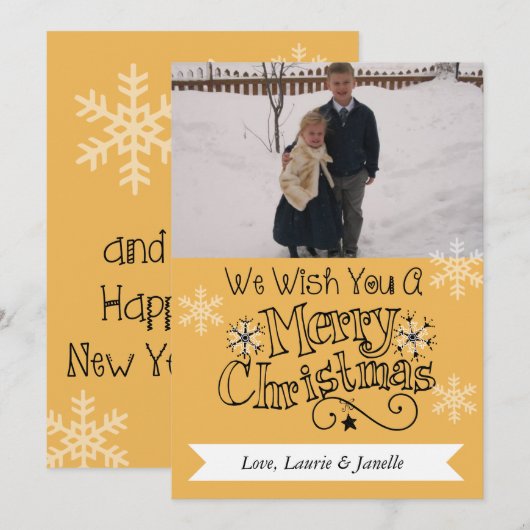 Golden Merry kerstfoto Kaart (Voorkant / Achterkant)