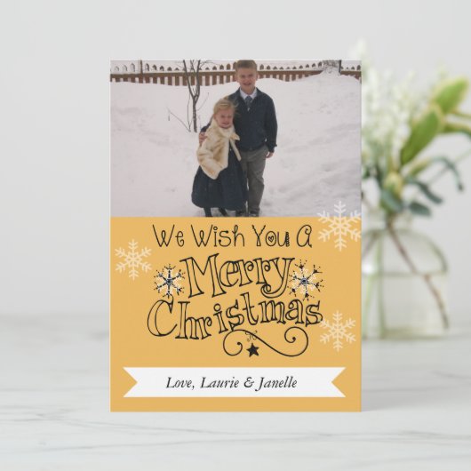 Golden Merry kerstfoto Kaart (Staand voorkant)