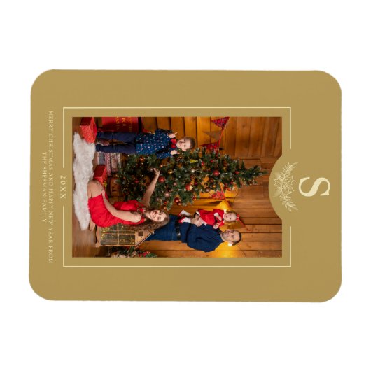 Golden Merry-kerstfotoserie Magneet (Horizontaal)