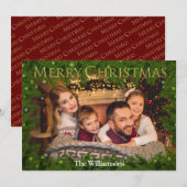 Golden Merry Kerstmis foto van Pine Feestdagenkaart (Voorkant / Achterkant)