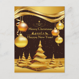 Golden Merry Kerstmis & Gelukkig Nieuwjaar Feestdagenkaart