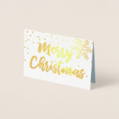 Golden Merry-kerstscript Foto's Snow Folie Kaarten (Voorkant)