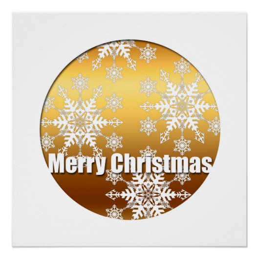 Golden Merry kerstsnowflakes Perfect Poster (Voorkant)