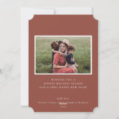 Golden MERRY Modern Photo Holiday Kaart | Red (Achterkant)