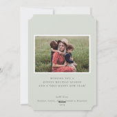 Golden MERRY Modern Photo Holiday Kaart | Sage (Achterkant)