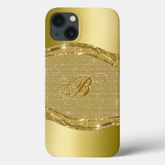 Golden metalen blik met diamanten patroon Case-Mate iPhone case (Achterkant)