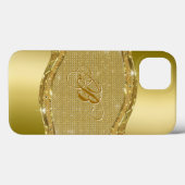 Golden metalen blik met diamanten patroon Case-Mate iPhone case (Achterkant (horizontaal))