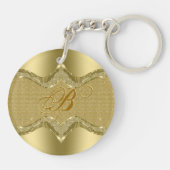 Golden metalen blik met diamantextuur sleutelhanger (Achterkant)