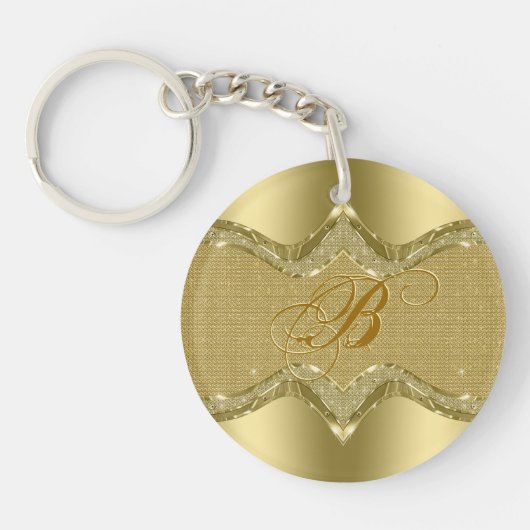Golden metalen blik met diamantextuur sleutelhanger (Voorkant)