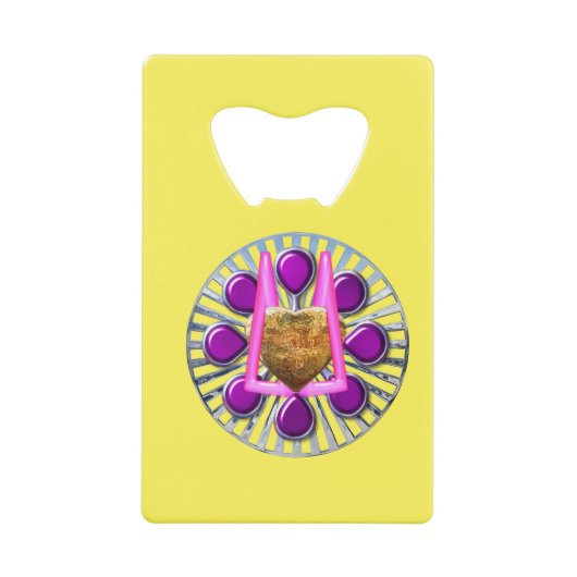 Golden metalen hartstandaard creditkaart flessenopener (Voorkant)