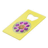 Golden metalen hartstandaard creditkaart flessenopener (Voorkant Gekanteld)