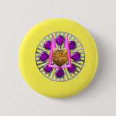 Golden metalen hartstandaard ronde button 5,7 cm (Voorkant)