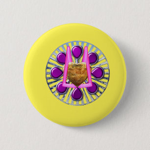 Golden metalen hartstandaard ronde button 5,7 cm