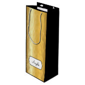 Golden metalen zwarte elegante wijnzak met naam wijn cadeautas (Voorkant Gekanteld)