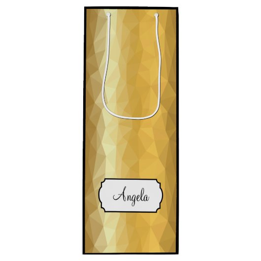 Golden metalen zwarte elegante wijnzak met naam wijn cadeautas (Voorkant)