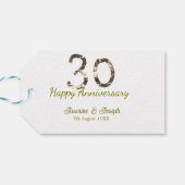 Golden Metallic 30th Happy anniversary add name Cadeaulabel (Achterkant Horizontaal)