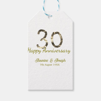 Golden Metallic 30th Happy anniversary add name Cadeaulabel
