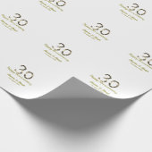Golden Metallic 30th Happy anniversary add name Cadeaupapier (Hoek)