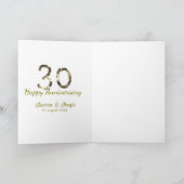 Golden Metallic 30th Happy anniversary add name Kaart (Binnen)