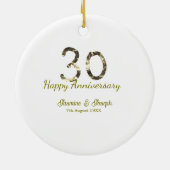Golden Metallic 30th Happy anniversary add name Keramisch Ornament (Achterkant)