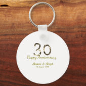 Golden Metallic 30th Happy anniversary add name Sleutelhanger (Voorkant)