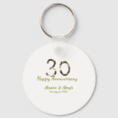 Golden Metallic 30th Happy anniversary add name Sleutelhanger (Achterkant)