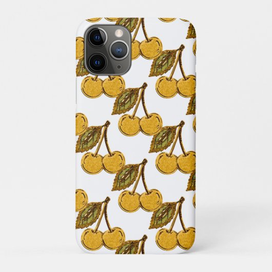 Golden Metallic Cherries Pattern Case-Mate iPhone Case (Achterkant)