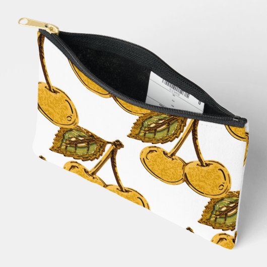 Golden Metallic Cherries Pattern Etui (Open)