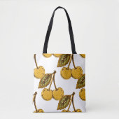 Golden Metallic Cherries Pattern Tote Bag (Voorkant)