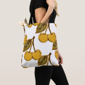 Golden Metallic Cherries Pattern Tote Bag (Dichtbij)