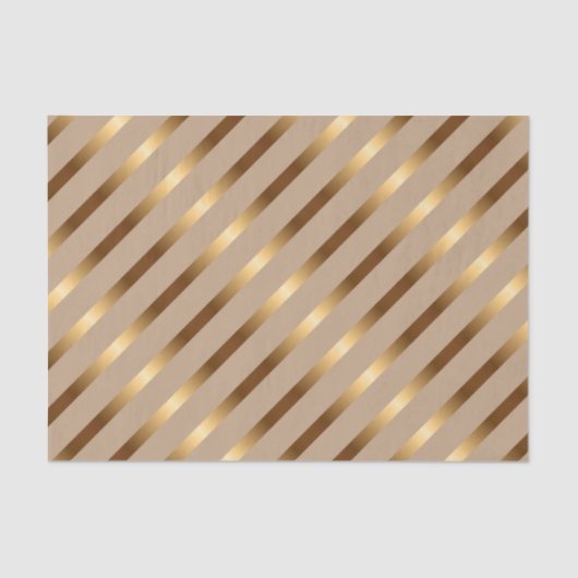 Golden Metallic Diagonale Stripes Tissuepapier (Voorkant)