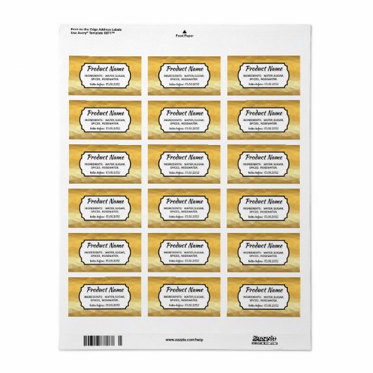 Golden metallic effect sticker labels (Full Sheet)