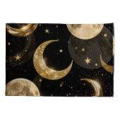 Golden Metallic Moons Patroon, Luxe Celestial Kussensloop (Achterkant)