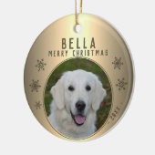 Golden Metallic Snowflake Dog foto Keramisch Ornament (Links)