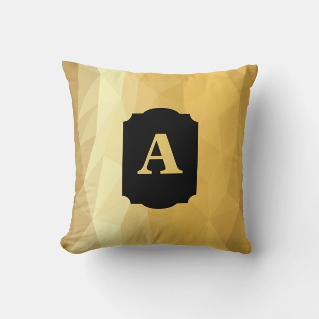 Golden metallic zwarte gepersonaliseerde monogram kussen (Voorkant)