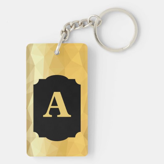 Golden metallic zwarte monogram sleutelhanger (achterkant)