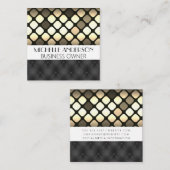 Golden Metallic | Zwarte opvulling Vierkante Visitekaartje (Voorkant / Achterkant)