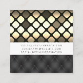 Golden Metallic | Zwarte opvulling Vierkante Visitekaartje (Achterkant)