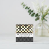 Golden Metallic | Zwarte opvulling Vierkante Visitekaartje (Staand voorkant)