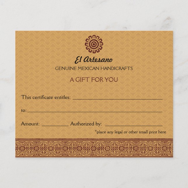 Golden Mexicaans Roos Gift Certificate (Voorkant)