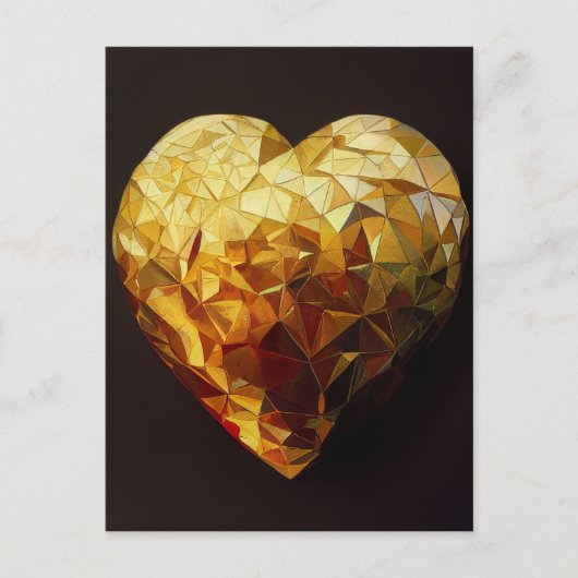 Golden Midas Touch Heart Glass Art Briefkaart (Voorkant)