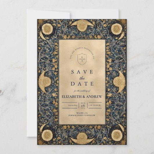 Golden Midnight Celestial Wedding Save The Date (Voorkant)